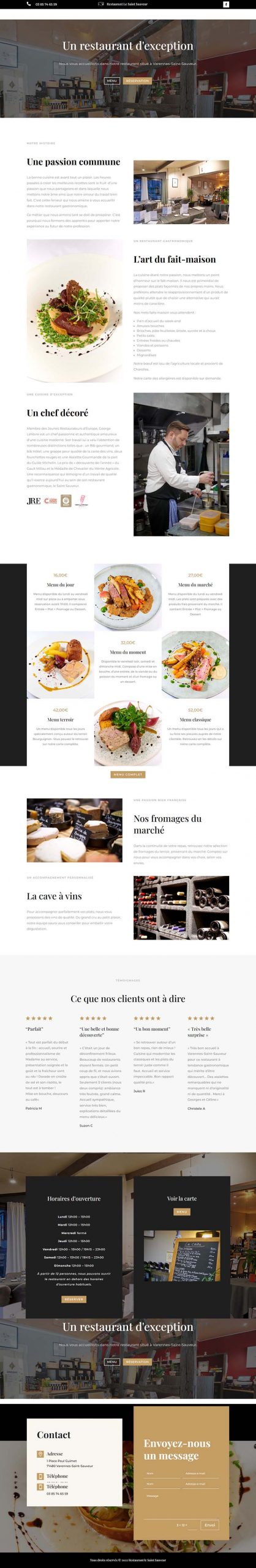 Site web du Restaurant Saint Sauveur